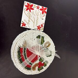 NEW Beads coaster a set of 4 season of Joy gift for Christmas Holiday Decor 4.5”